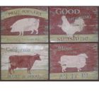 4er-Set Wandbild aus Blech, TIN WALL PLAQUE SET/4