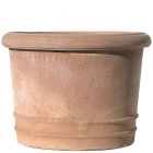 Impruneta Terracotta, Vaso a Bugnolo, Zylindertopf, leicht verziert, rund, Pflanztopf, Terracottatopf
