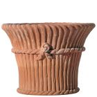 Impruneta Terracotta, Vaso Bambu con Fiocco, Pflanztopf, verziert, Streifendekor, Terracottatopf