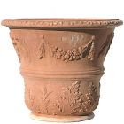 Impruneta Terracotta, Vaso Stile Francese, runder Pflanztopf mit französischem Dekor, Blumentopf, Vase