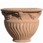 Impruneta Terracotta, Vasetto a Tortiglione, runder Pflanztopf, Blumentopf, Vase