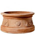 Impruneta Terracotta, Base Cilindrica Festonata, Basis, Sockel, rund, verziert, Girlande, Rosettendekor
