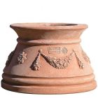 Impruneta Terracotta, Base Festonata, verzierte Basis, Sockel, Blütenrosette, Girlande