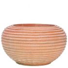 Impruneta Terracotta, Palla Rigata Schiacciata, Pflanztopf, Blumentopf, kugelförmig, rund, Streifendekor, Terracottatopf, Vase