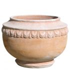 Impruneta Terracotta, Cachepot con Baccellatura, Pflanztopf, Blumentopf, Vase, rund, verziert, Terracottatopf