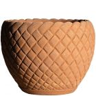 Impruneta Terracotta, Cachepot Intrecciato, Blumentopf, rund, verziert, Tontopf, Ananastopf