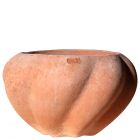 Impruneta Terracotta, Cache-Pot a Spicchi, Pflanztopf, Blumentopf, rund, Spiraldekor, grau, Terracottatopf, Übertopf