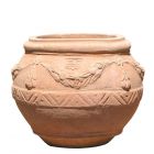 Impruneta Terracotta, Cachepot a palla Festonato, runder Pflanztopf, Blumentopf, Vase