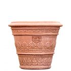 Impruneta Terracotta, Vasetto decorato con Foglie, runder Pflanztopf, Blumentopf, Vase