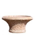 Impruneta Terracotta, Vaso a cestino, Pflanztopf, rund, verziert, grau, Korbgeflechtmuster, Blumentopf, Terracottatopf