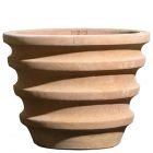 Impruneta Terracotta, Vaso Innocenti, Blumentopf, Vase, rund, modern, grau, Streifendekor, Terracottatopf