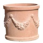 Impruneta Terracotta, Cilindro con Bordi festonato, runder Pflanztopf, Blumentopf, Vase