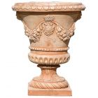 Impruneta Terracotta, Alzata con Stemma Medici, Pokal mit Wappen der Medici, verziert, Bordüre, Pflanzgefäß