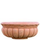 Impruneta Terracotta, Fioriera Maria, Pflanzschale, Blumenschale, Terracottaschale, rund, verziert, grau, Pflanzgefäß