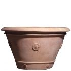Impruneta Terracotta, Vaso Basso Con Borchie, runder Pflanztopf, Blumentopf, Vase