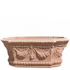 Impruneta Terracotta, Cassetta abside decorata, ovaler Blumenkasten mit Verzierung