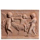 Impruneta Terracotta, Pannello "Danza Robbiana", Wandbild tanzende Engel, Putten, Dekoration, Relief