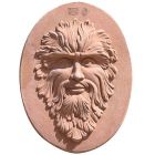 Impruneta Terracotta, Mascherone con Foglie in Ovale, ovales Wandbild Maske "Blätter", Dekoration, Relief