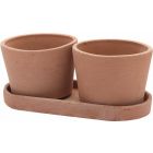 TerrArte Terracotta, Vaso Duo Rotondo, zweifacher Pflanztopf, Kräutertopf, Blumentopf, Topf_Teller_Set
