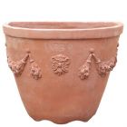 Impruneta Terracotta, Sottocannella Alta Festonata, verzierter Wandtopf, Pflanzgefäß