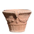 Impruneta Terracotta, Vasetto decorato con Stemma e Capre, runder Pflanztopf, Blumentopf, Vase