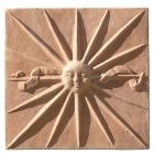 Impruneta Terracotta, Soppano con Sole, Platte, viereckiges Wandbild Sonne, Dekoration, Relief