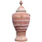 Impruneta Terracotta, Orcio con base e coperchio, verzierter Krug