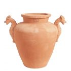 Impruneta Terracotta, Orcio Etrusco tondo con Draghi, Etruskischer Krug mit Drachen