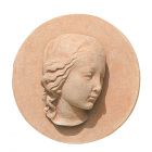 Impruneta Terracotta, Volto di Angelo, Wandbild Engelsgesicht, Dekoration, Relief