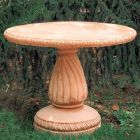 Impruneta Terracotta, Tavolo da te´ Decorato con Foglie, verzierter Tisch, Teetisch, Gartenmöbel