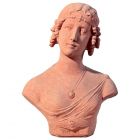 Impruneta Terracotta, Busto di Dama con Cameo, Büste Frau mit Halskette, Gartendekoration, Figur