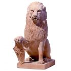 Impruneta Terracotta, Leone Seduto con Stemma, Löwenfigur mit Schild, Tierfigur, Gartendekoration
