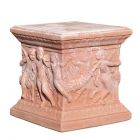 Impruneta Terracotta, Base Quadrata Danza Robbiana, verzierte Basis tanzende Kinder, Sockel, Gartendekoration