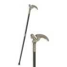 Aluminium-Gehstock, L. 93,2 cm, Griff mit Engelfigur, Spazierstock, Frauenstock, Flanierstock, Sammlerstück, AN ALUMINIUM WALKING STICK