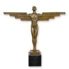 Bronzefigur Ikarus, Höhe 43,7 cm, Art déco-Stil, Mythologiefigur, Ikarusfigur, Männerfigur, Dekofigur, Gartenfigur, AN ART DECO BRONZE SCULPTURE OF ICARUS
