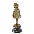Bronzefigur Schulmädchen, Höhe 26,6 cm, Bronzemädchen, Dekofigur, Kinderfigur, historisch, A BRONZE SCULPTURE OF A YOUNG SCHOOL GIRL