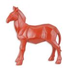 Kunststeinfigur Pferd, rot, Pferdefigur, Pferdefigurine, Kunststeinpferd, Kunststeintier, Tierfigur, Dekofigur, A RESIN POLYGONAL FIGURINE OF A HORSE, RED
