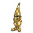 Gartenzwerg mit Sonnenbrille, goldfarben, Höhe 40,8 cm, Polyresinfigur, Wichtelmännchen, Gartenfigur, Dekofigur, A RESIN GARDEN GNOME WITH SUNGLASSES - GOLD