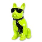 Bulldogge, Höhe 40 cm, grün/schwarz, Polyresinfigur, Hundefigur, Tierfigur, A RESIN BULLDOG WITH SUNGLASSES AND TIE - GREEN