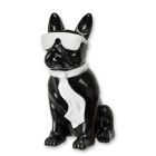 Bulldogge, Höhe 40 cm, schwarz/weiß, Polyresinfigur, Hundefigur, Tierfigur, A RESIN BULLDOG WITH SUNGLASSES AND TIE - BLACK