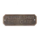 Gusseisenschild "Please shut the gate" (Bitte Tor schließen) A CAST IRON "PLEASE SHUT THE GATE" PLAQUE