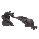 2er-Set Polyresin-Elefantenfiguren, Dekofigur, Gartenfigur, A PAIR OF RESIN ELEPHANTS