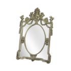 Wandspiegel, aufwendig verziert, silberfarbener Rahmen, Barockspiegel, Spiegel, Wandspiegel, Flurspiegel, Schlafzimmerspiegel, Innendekoration, Wanddekoration, AN ORNATE RESIN MIRROR - SILVER