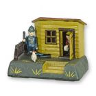 Mehrfarbige Gusseisen-Spardose "Diebesgut", A CAST IRON THIEF AND ROBBERY MECHANICAL BANK