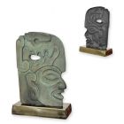 Aluminiumfigur antiker Kopf mit Helm, Höhe 35,4 cm, 1 Stück, Dekofigur, Nachbildung, AN ALUMINUM CEREMONIAL SCULPTURE OR HACHA