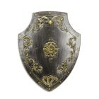 Wanddekoration Schild aus Eisen, Nachbildung, Sammlerstück, A DECORATED IRON WALL MOUNT SHIELD - SILVER & GOLD (RX-373)