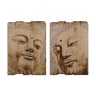 2er-Set Drucke auf Holz, Buddha-Portrait, Höhe 70 cm, Vintage, A PAIR OF VINTAGE PRINTS ON WOOD