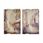 2er-Set Drucke auf Holz - Stadtbild - Höhe 75 cm