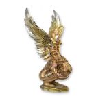 Kunststeinfigur Engel, Höhe 33,2 cm, Steampunkfigur, Engelfigur, Dekofigur, Steampunkengel, A RESIN STEAMPUNK FIGURINE OF A SQUATTING ANGEL