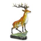 Bronzefigur Hirsch, H. 55,7 cm, mehrfarbig, Tierfigur, Gartenfigur, A BRONZE SCULPTURE OF A DEER